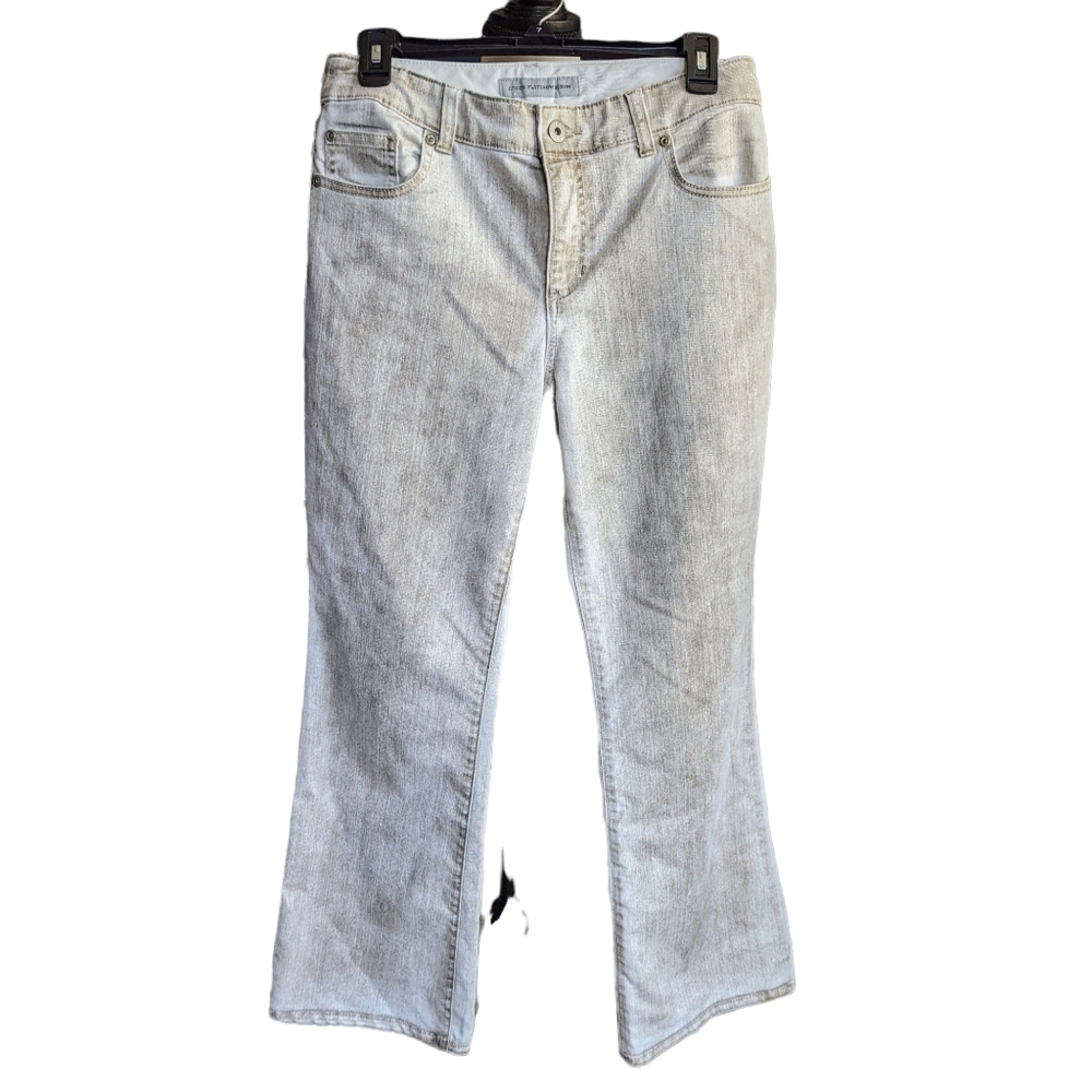 Chico’s Tan White Wash Flare Leg Jeans Chicos Size 1